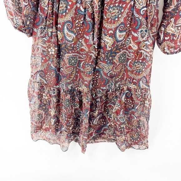 ✅ Lara Guidotti Women's Maxi Silk Blend Dress, Brown/Paisley Size LARGE - Picture 3 of 10